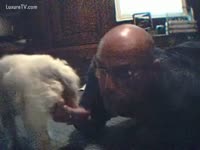 Bald chap gives BlowJob job animal sex to dog